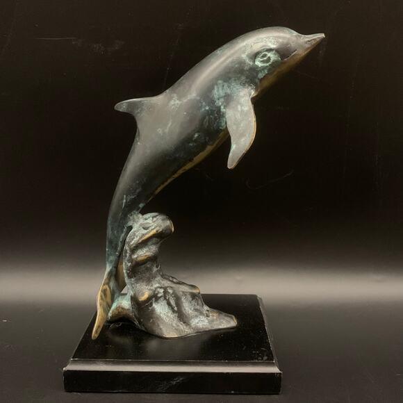Vintage Bronze Dolphin Sculpture